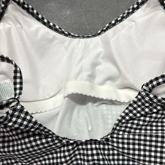 Kona Sol One Piece Black and White Gingham Swimsuit with ruching on the sides-M - Picture 14 of 16